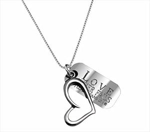 Necklace (674W) 18" Sterling Silver Love Never Fails 1 Cor 13:8