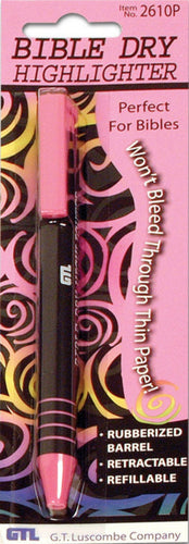 Bible Dry Highligher Pen Pink Comfort Grip Vibrant Color