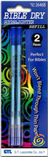 Bible Dry Highlighter Pen + 2 Refills GTL Blue Comfort Grip Vibrant Color
