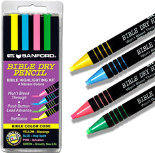 Bible Dry Highlighter Kit GTL 4 Pens + 8 Refills Yellow, Blue, Green, Pink