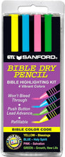 Bible Dry Highlighter Kit GTL 4 Pens + 8 Refills Yellow, Blue, Green, Pink