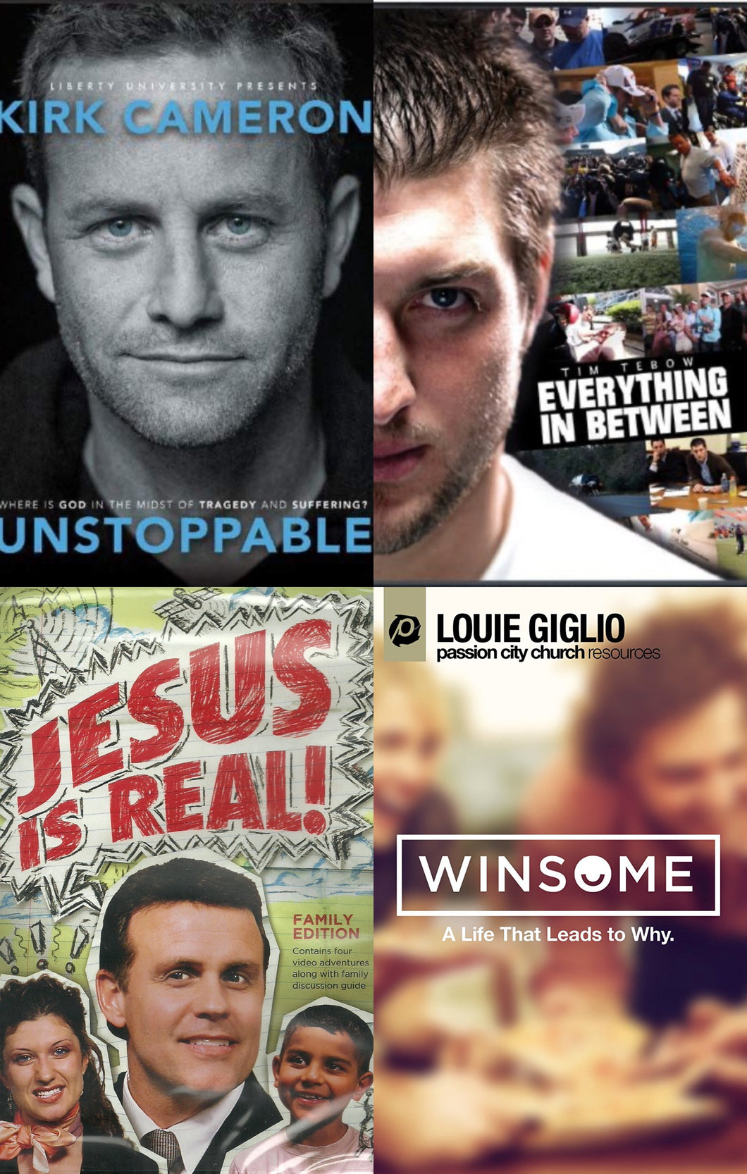 Kirk Cameron Unstoppable, Tim Tebow, Jesus is Real, Louie Giglio Wisome 4DVD