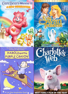 Care Bears Movie ll, Swan Princess, Harold and the Purple Canyon, Charlotte's Web 4DVD