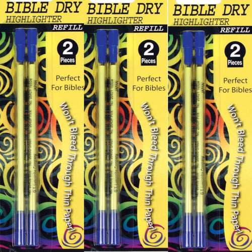 Bible Dry Highlighter 6 Refills GTL Yellow (3 packs of 2) Vibrant Color