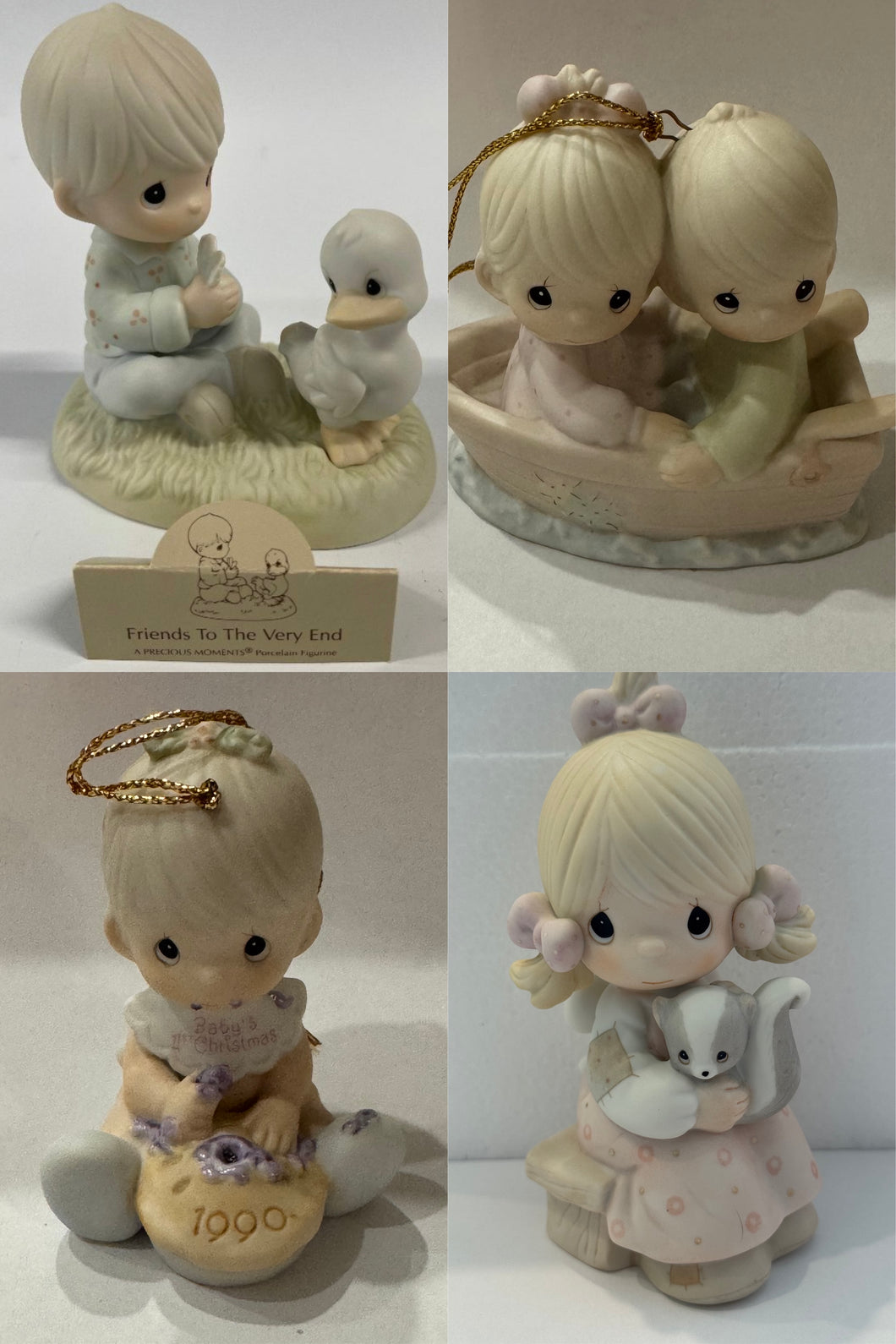Precious Moments:  Friends To The Very End, Never Drift Apart, First Christmas, Scent From Above