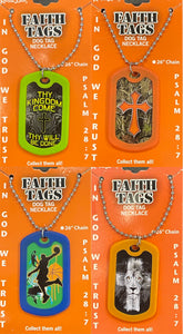 Faith Dog Tag Camo Cross, Thy Kingdom Come, Lion Cross, Hoops (set of 4)