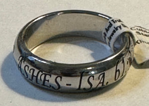 Ring (REF ASHES ) Beauty For Ashes Isa 61:3 w/Cross Size 8
