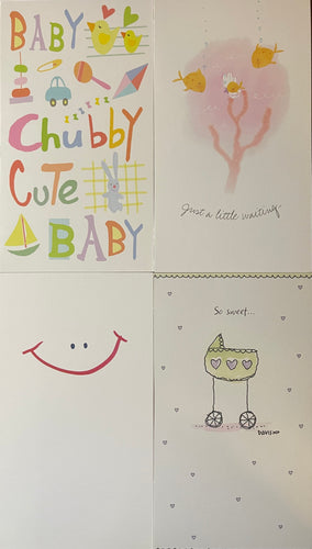 Card Baby, Thinking of You : Chubby Cute, Just a Little, Smile, So Sweet 4 Different Cards, 2 each (pack of 8)