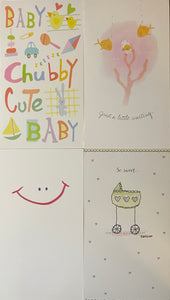 Card Baby, Thinking of You : Chubby Cute, Just a Little, Smile, So Sweet 4 Different Cards, 2 each (pack of 8)