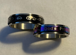 Ring Size 8 Faith Gear Stainless Steel Spinner Ring Ladies 2-Ring Set