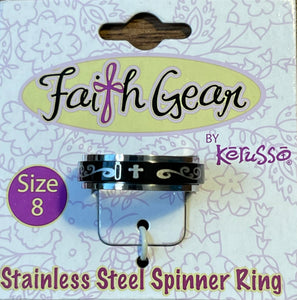 Ring Size 8 Faith Gear Stainless Steel Spinner Ring Ladies 2-Ring Set