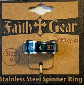 Ring Size 9 Faith Gear Stainless Steel Spinner Ring Mens 2-Ring Set