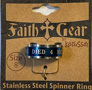 Ring Size 8 Faith Gear Stainless Steel Spinner Ring Mens 2-Ring Set