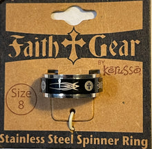 Ring Size 8 Faith Gear Stainless Steel Spinner Ring Mens 2-Ring Set