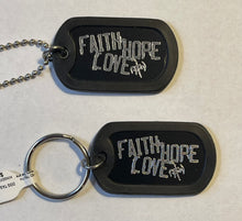Dog Tag Chain Necklace w/matching Key Chain Faith Hope Love