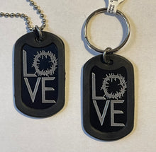 Dog Tag Chain Necklace w/matching Key Chain LOVE