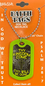 Faith Dog Tag Camo Cross, Thy Kingdom Come, Lion Cross, Hoops (set of 4)
