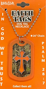 Faith Dog Tag Camo Cross, Thy Kingdom Come, Lion Cross, Hoops (set of 4)