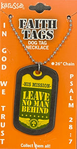 Faith Dog Tag Know Jesus, Jesus Strong, Leave No Man Behind, Hoops (set of 4)