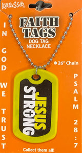 Faith Dog Tag Called to Duty, Leave No Man Behind, Jesus Strong, Camo Cross (set of 4)