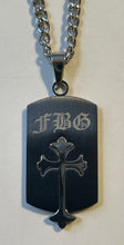 Necklace (2098 M Forgiven) Men's Black Old English Shield Cross John 15:13