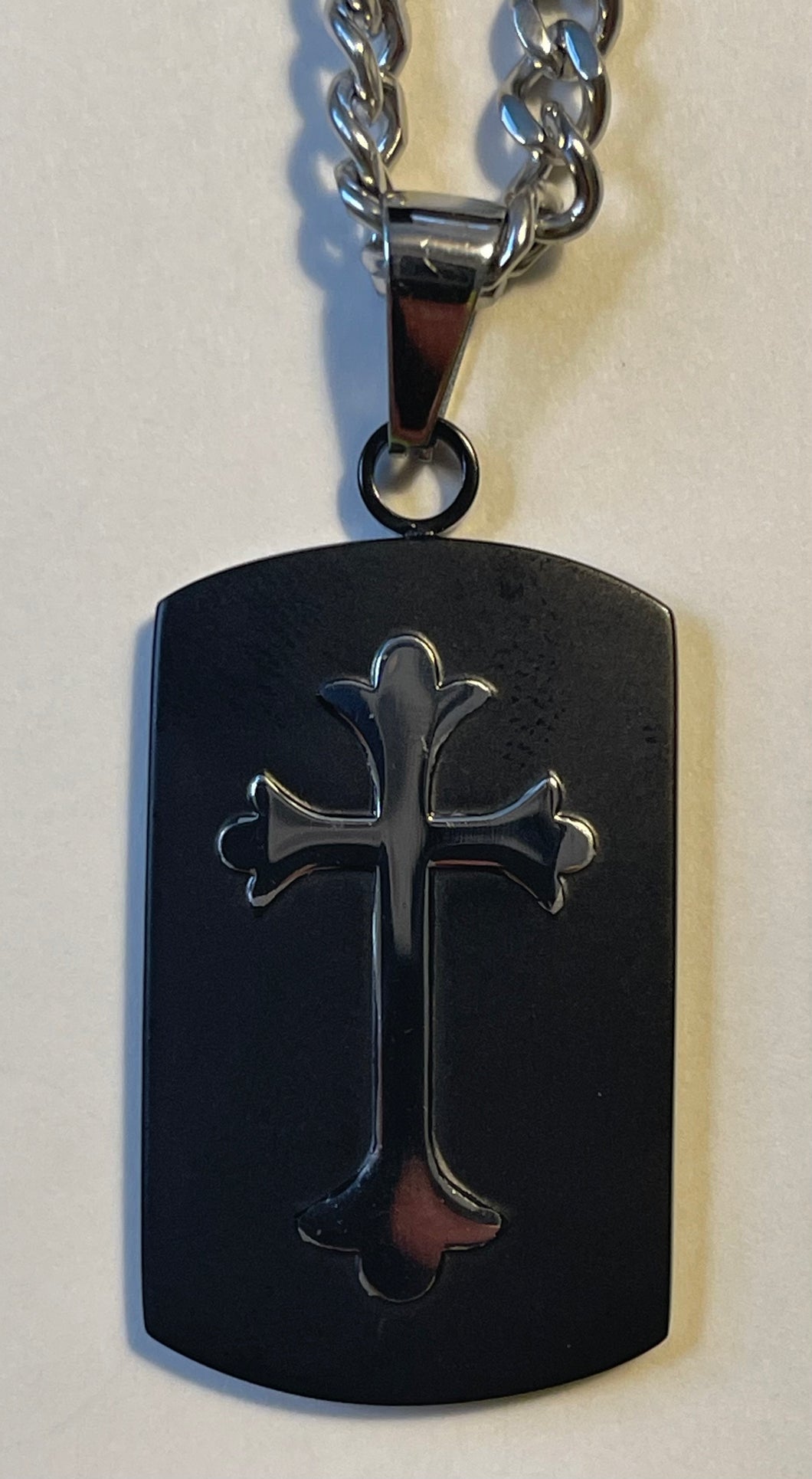 Necklace (SCU BLK STRENGTH 24) Men's Black Shield Cross Strength Isa 40:31