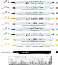 Mild Liner Highlighter Inductive Bible Study Translucent Color Marker Assorted Mild Colors 10-Piece Set W/Clear Ruler