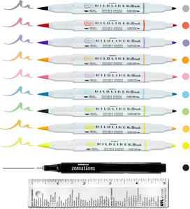 Mild Liner Highlighter Inductive Bible Study Translucent Color Marker Assorted Mild Colors 10-Piece Set W/Clear Ruler