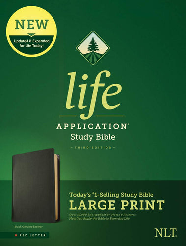 NLT Life Application Study Bible Large Print Black Geniune Leather