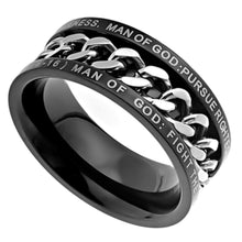 Black Chain Ring "Man of God" Size 9 (CR BLK MOG 9)