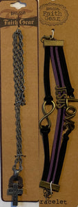 Necklace & Bracelet Faith Gear Cross Ingot & Jesus Eternal Love Pack of 2