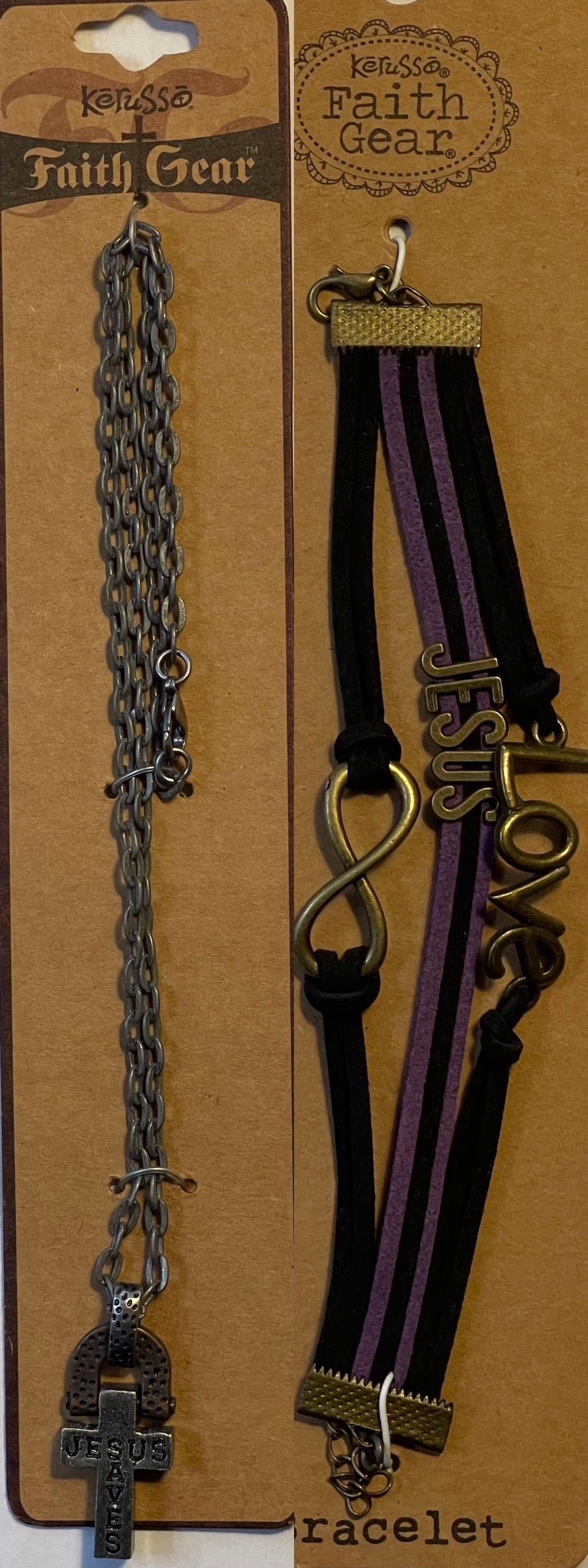 Necklace & Bracelet Faith Gear Cross Ingot & Jesus Eternal Love Pack of 2