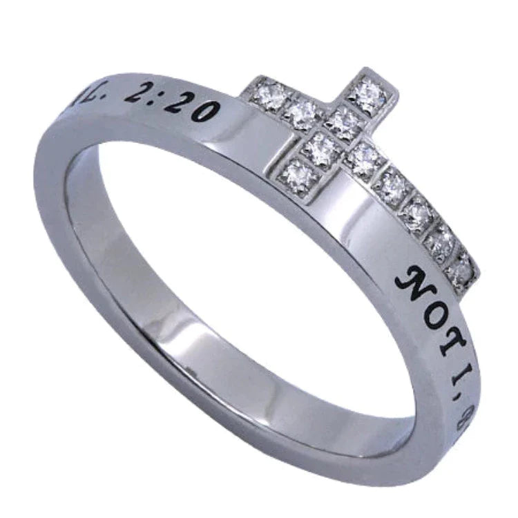 Ring Size 7 (JTC CLM 7) Cross Stainless Steel Christian Womens Gal 2:20