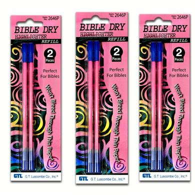 Bible Dry Highlighter 6 Refills GTL Pink (3 packs of 2) Vibrant Color