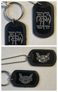 Dog Tag Chain Necklace w/matching Key Chain Seated With Christ Eph 2:4