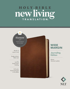 NLT Wide Margin Filament Study Bible Brown Geniune Leather