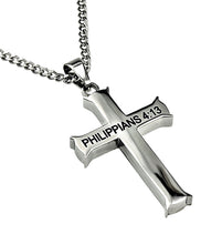 Necklace (IC Through Christ 24) Men's Iron Cross Phil 4:14