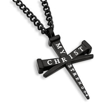 Necklace (TH GUARD 24) Men's Black Three Nail Cross Guarded in Christ Phil 4:6,7