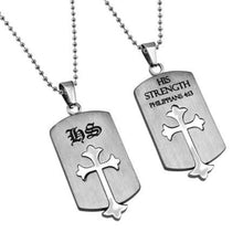 Necklace (916 M Soldier) Men's Old English Shield Cross 2 Tim 2:3,4