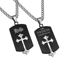 Necklace (2098 M Forgiven) Men's Black Old English Shield Cross John 15:13