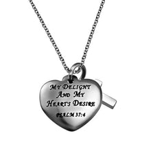 Necklace (SHN Delight) Sweetheart Necklace w/Cross Psalm 37:4