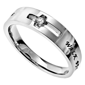 Ring Size 5 (SOL WBF 5) Women's Solitaire Ring Walk By Faith Not By Sight